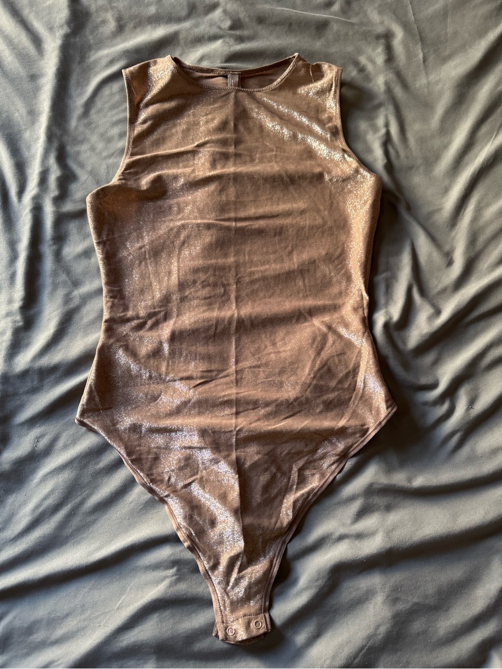 SKIMS BROWN SHEER SHIMMER BODYSUIT